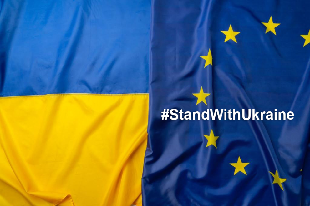 EU and Ukraine flags